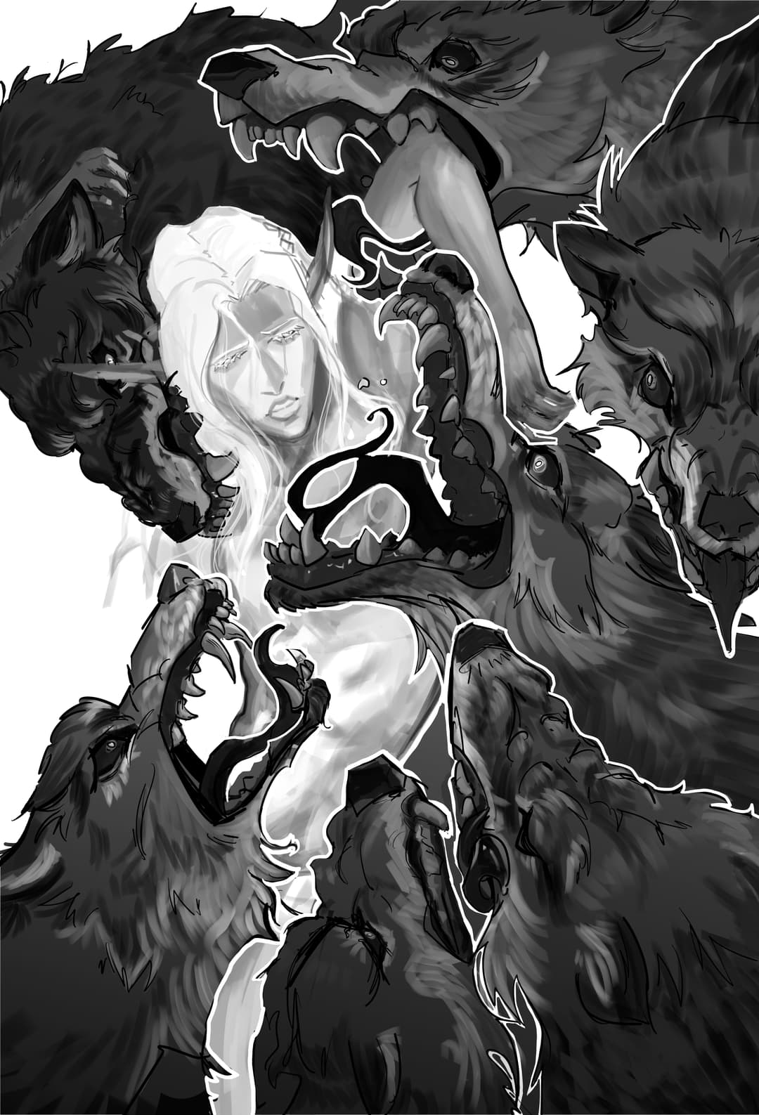 Kael holds tight to the wovles that are consuming him